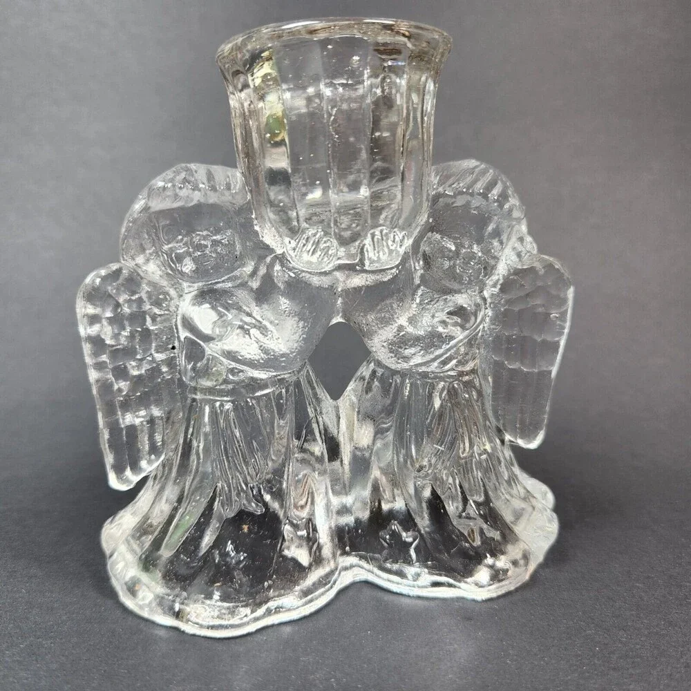 Vintage Centurion Collection Lead Crystal Angel Candle Holder Single Taper Box